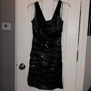 Express party dress size 6 black silver sequence